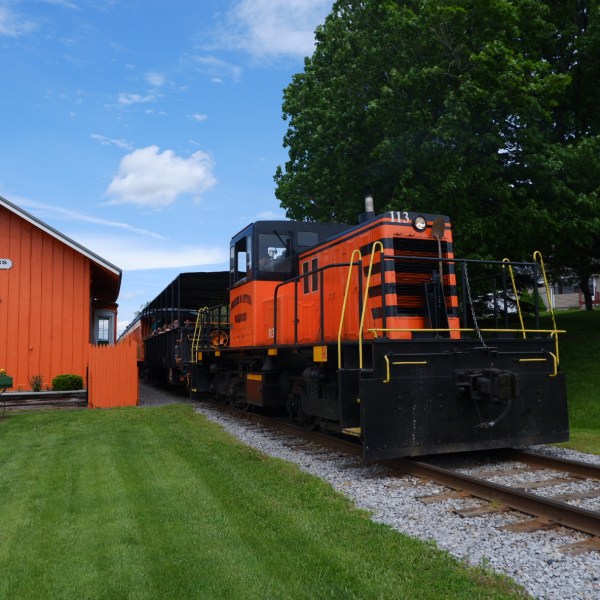 a train on a steel track