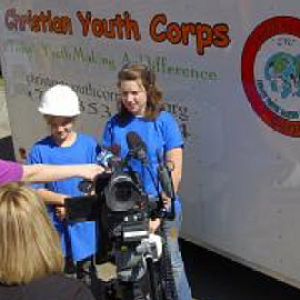 a group of people standing in a room