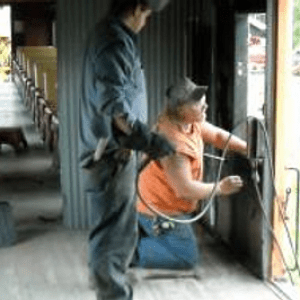 a person standing in front of a building