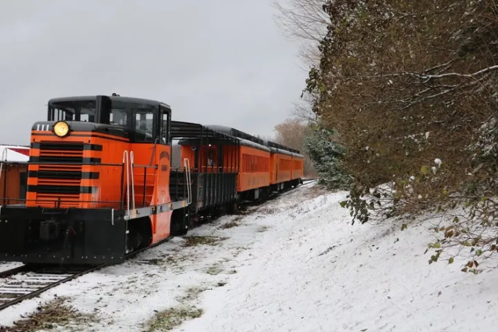 a train covered in snow