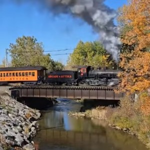 a train traveling over a bridge